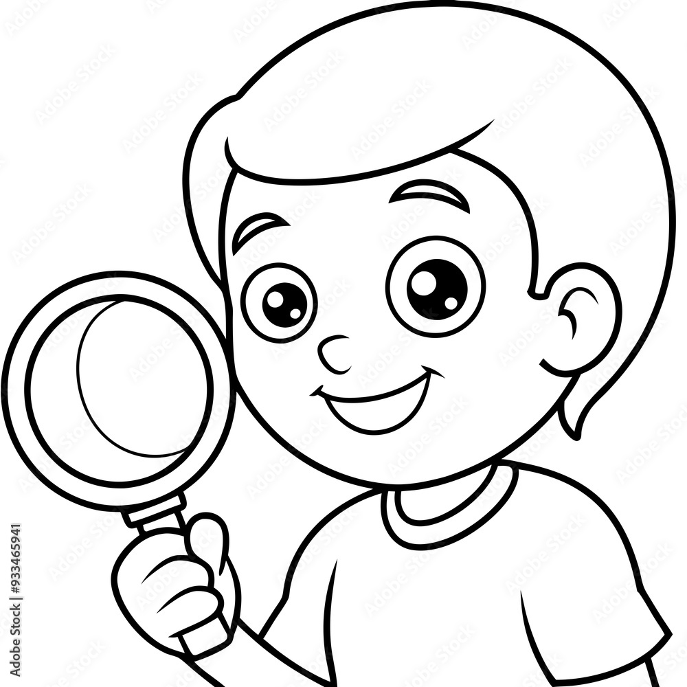 Curious Child with Magnifying Glass Illustration or Child Exploring with Magnifying Glass Vector Art art vector illustration Curious Child with Magnifying Glass Illustration or Child Exploring with Magnifying Glass Vector Art art vector illustration