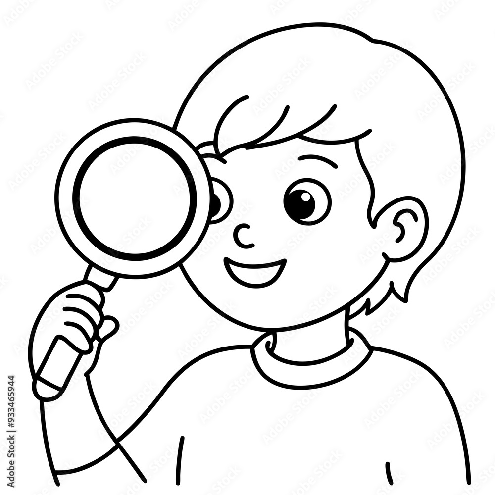 Curious Child with Magnifying Glass Illustration or Child Exploring with Magnifying Glass Vector Art art vector illustration Curious Child with Magnifying Glass Illustration or Child Exploring with Magnifying Glass Vector Art art vector illustration