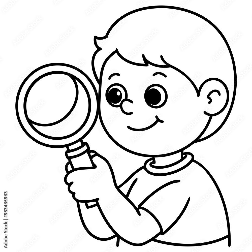 Curious Child with Magnifying Glass Illustration or Child Exploring with Magnifying Glass Vector Art art vector illustration Curious Child with Magnifying Glass Illustration or Child Exploring with Magnifying Glass Vector Art art vector illustration