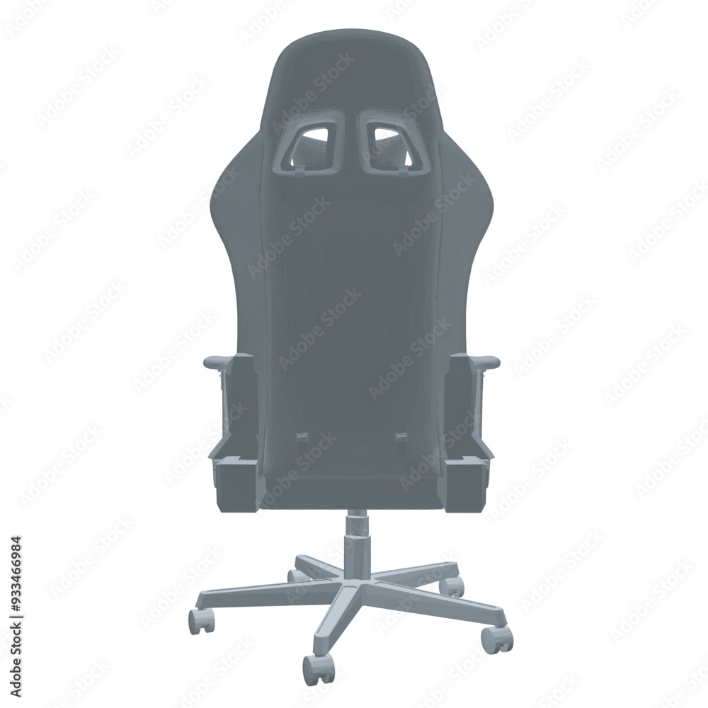 Gaming chair polygonal vector illustration. Drawing of computer chair, comfortable equipment for gaming isolated on white background. Furniture, gaming, comfort concept. 3D. Gaming chair polygonal vector illustration. Drawing of computer chair, comfortable equipment for gaming isolated on white background. Furniture, gaming, comfort concept. 3D.