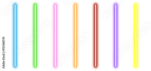 Colorful neon line set design elements
