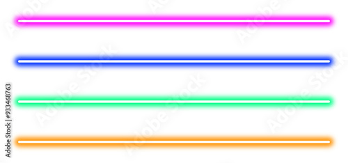 Colorful neon line set design elements
