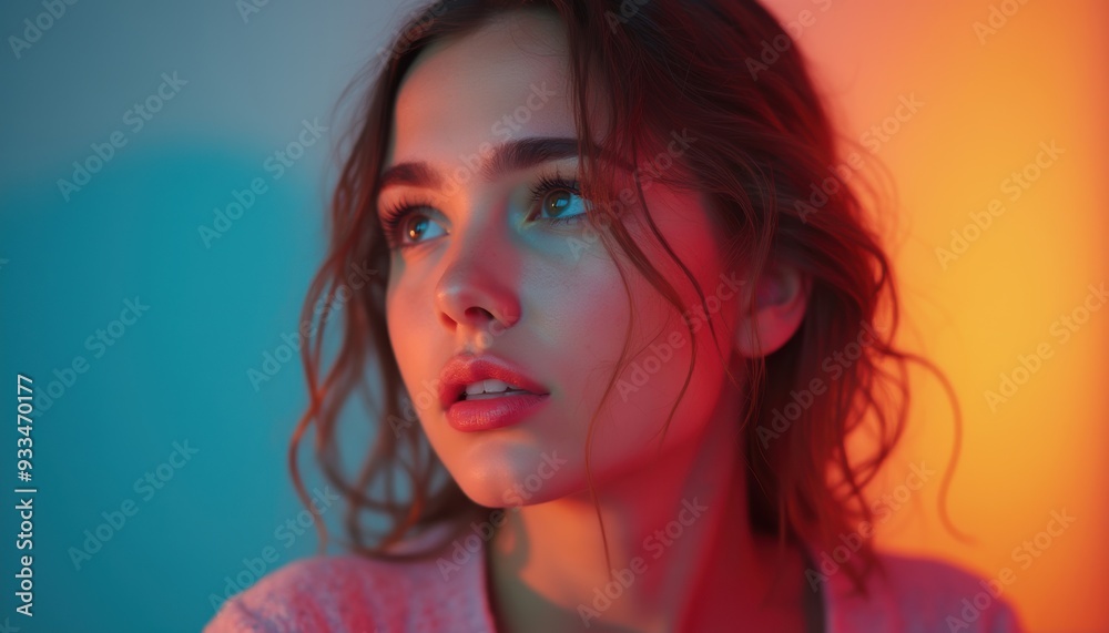 Gorgeous woman's emotional face on a simple background. An amazing portrait of elegance and grace. Gorgeous woman's emotional face on a simple background. An amazing portrait of elegance and grace.