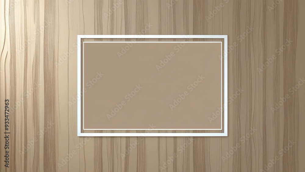 Fototapeta premium Vintage wooden photo frame with blank border on wall