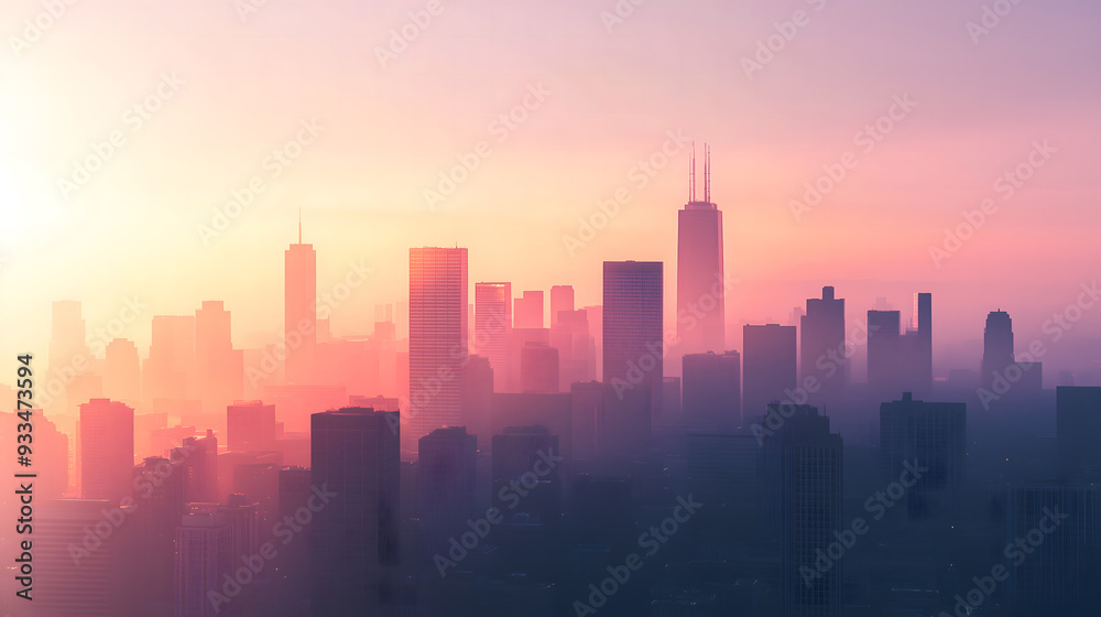 Fototapeta premium Golden Hour City Panorama.