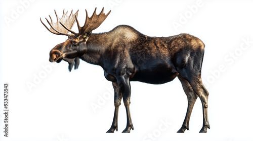 Wallpaper Mural Moose with Large Antlers Isolated on White Background. Torontodigital.ca
