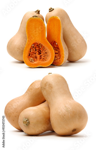 butternut squash isolated on white background.