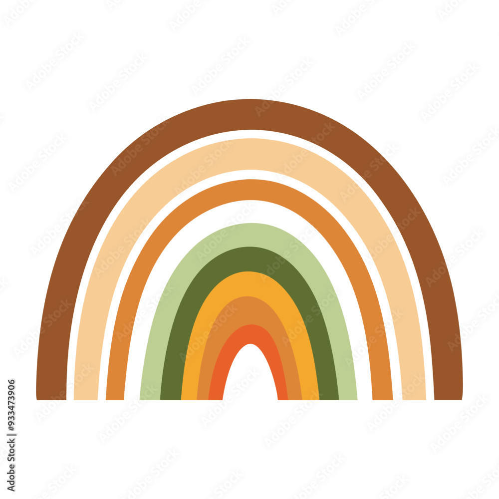 Obraz premium Layered Bohemian Rainbow, vintage retro Rainbow clipart, Rainbow illustration