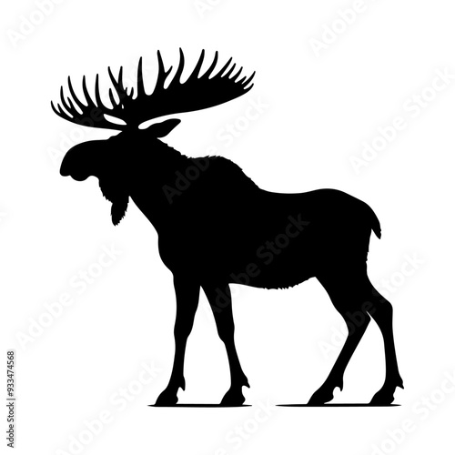 Wallpaper Mural Moose silhouette silhouette, vector black color silhouette solid white background Torontodigital.ca