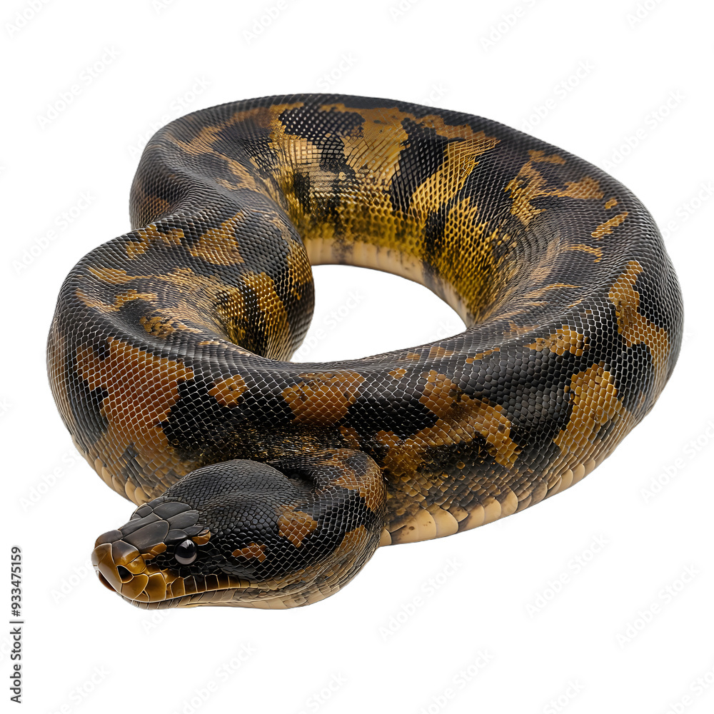 [Transparent Background PNG]Closeup of a Golden Child Python Snake