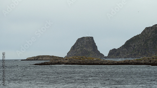 view of the village of Gjesvaer during a sunny spring day, north Cape, mageroya island, Norway photo