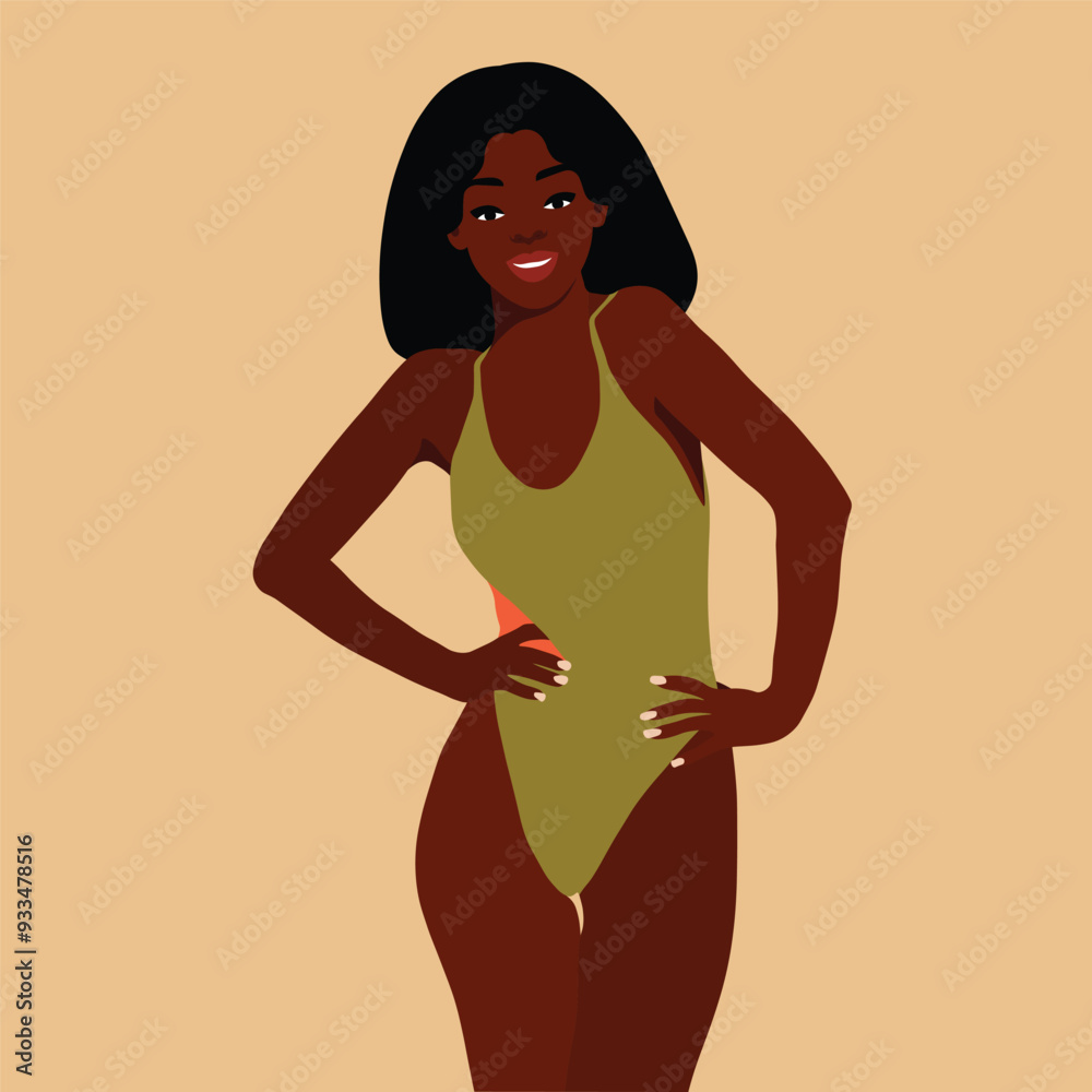 Modern black woman in elegant art style vector Modern black woman in elegant art style vector