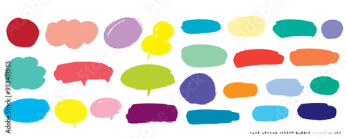 Cute vector speech bubble colorful set,Hand drawn set of speech bubbles with handwritten for book ,card, business, poster design. Vector illustration design for fashion fabrics,cute doodle