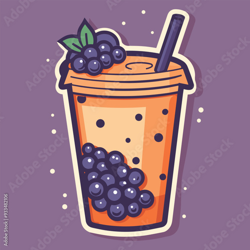 Cartoon style illustration of bubble tea