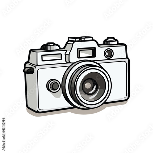 Flat illustration of a digital camera