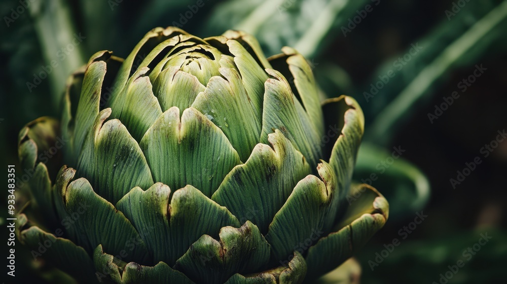 Vibrant Fresh Artichoke Close-Up on Dark Background Vibrant Fresh Artichoke Close-Up on Dark Background