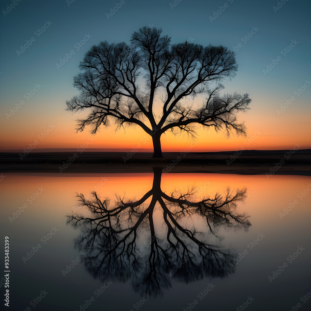A Solitary Tree's Twilight Shadows: The Dance of Light and Dark in Serenity. A Solitary Tree's Twilight Shadows: The Dance of Light and Dark in Serenity.