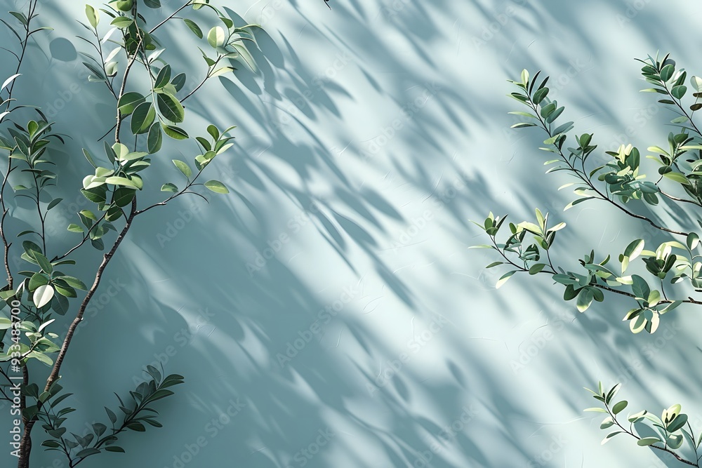 Nature-Inspired Minimalist Background with Sunlit Green Leaves and Branches - Perfect for Spring or Summer Design Projects Nature-Inspired Minimalist Background with Sunlit Green Leaves and Branches - Perfect for Spring or Summer Design Projects