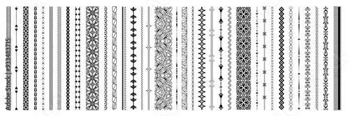 Dividers collection, vertical decorative lines, set of border lines, scroll bar templates for web page interface, ui, book pages, card and menu. Isolated vector illustration