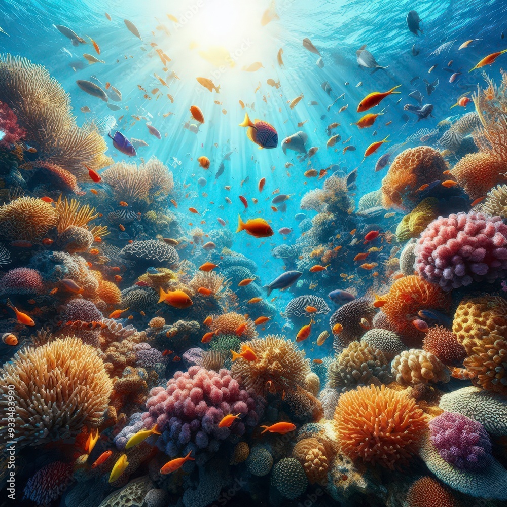 Naklejka premium coral reef with fish