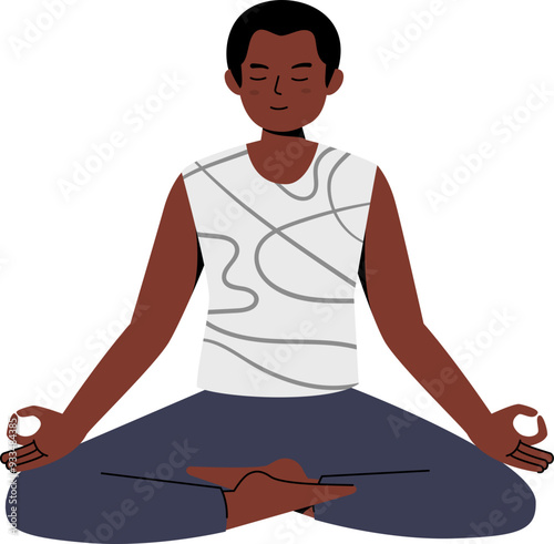 International Yoga Day. Vector Illustration Men Doing Yoga 