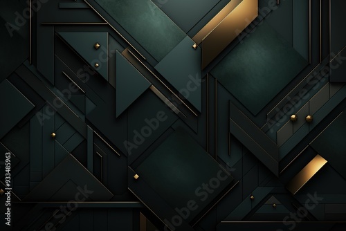 Abstract black and gold geometric pattern.