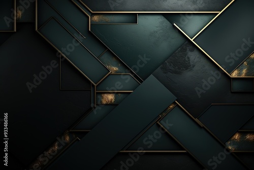 Abstract black and gold geometric pattern.