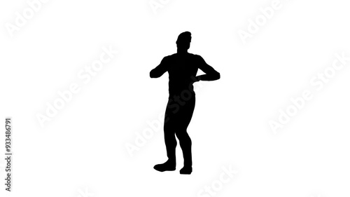 3D render : a silhouette male character is dancing with the white background