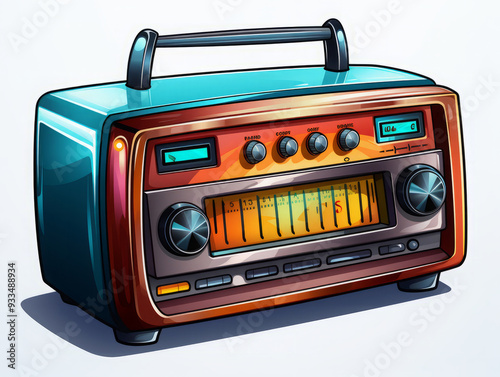 Superb broadcast radio music cartoon. broadcast radio music sign, isolated symbol