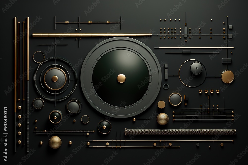 Fototapeta premium Abstract black and gold geometric pattern.