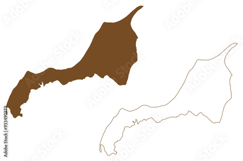 North Jutlandic island (Kingdom of Denmark) map vector illustration, scribble sketch Vendsyssel-Thy or Jutland north of the Limfjord map
