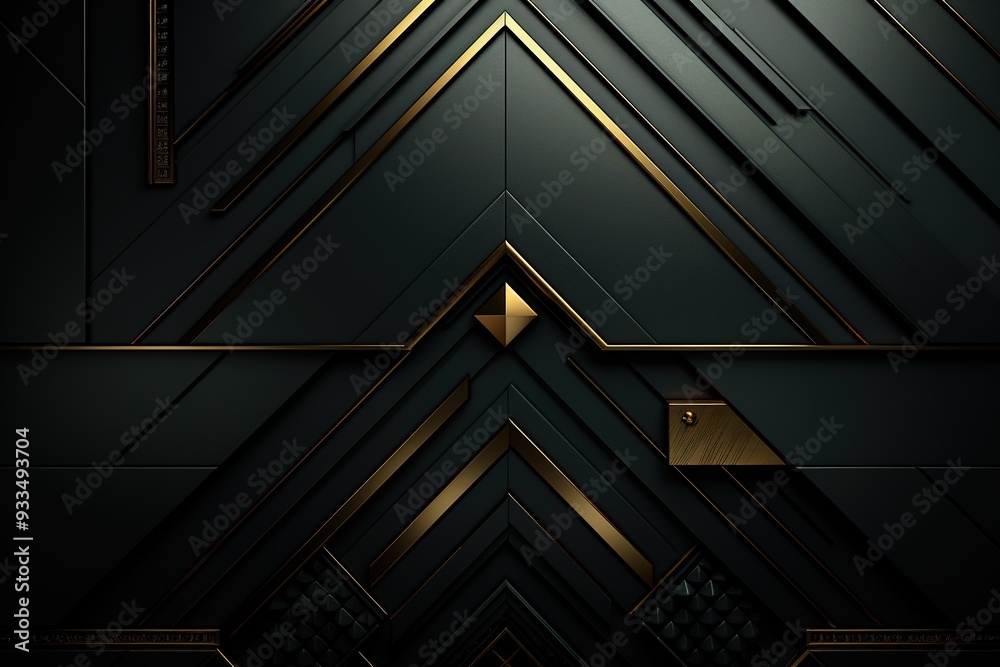Obraz premium Abstract black and gold geometric pattern background.