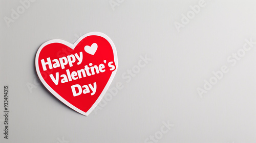 Heart-shaped sticker with "Happy Valentine's Day" text, symbolizing love and romance for the holiday.