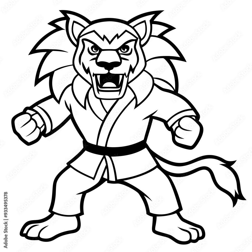 karate lion line art vector illustration karate lion line art vector illustration