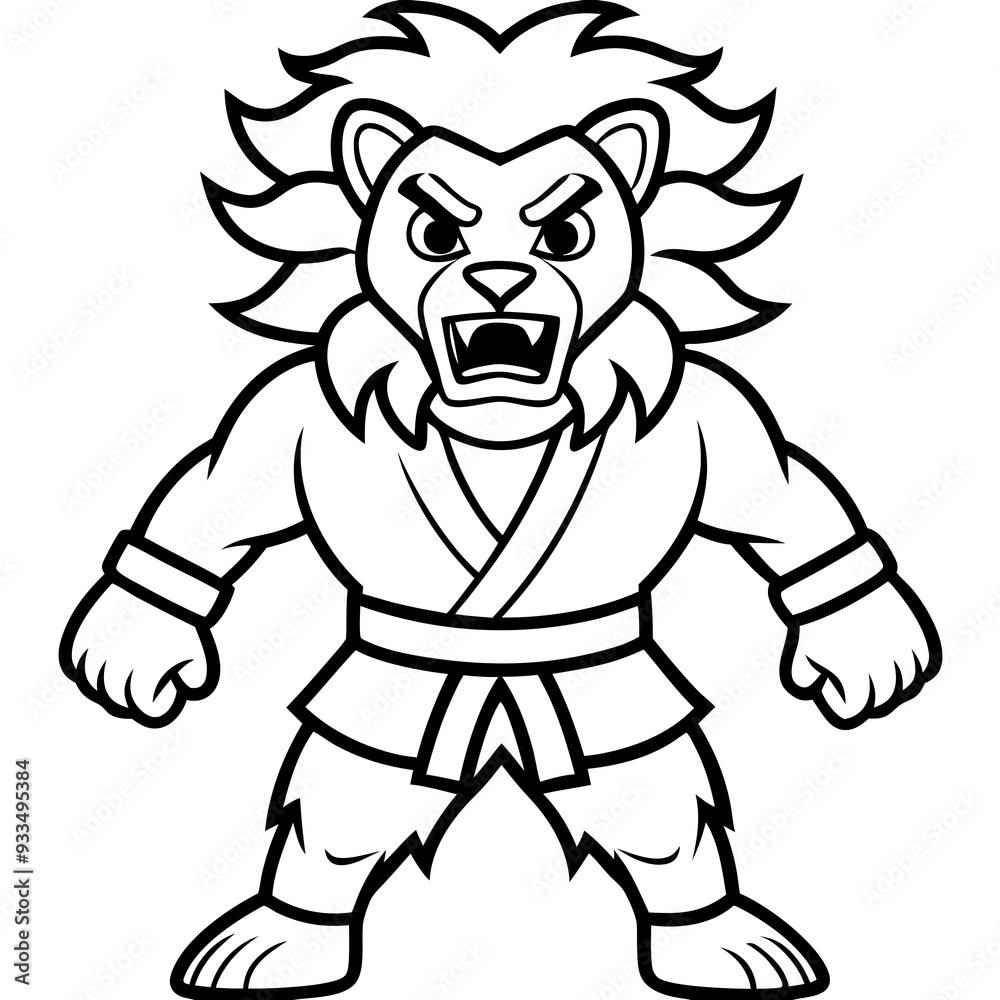 karate lion line art vector illustration karate lion line art vector illustration