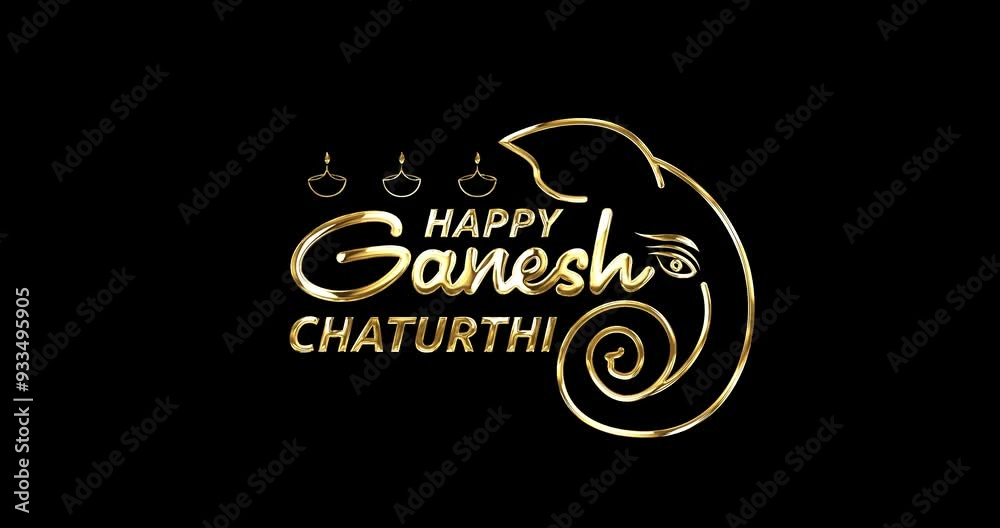 Happy Ganesh Chaturthi Text Animation with Alpha Channel. Handwritten Calligraphy Animated in Gold and Alpha Matte. Perfect for Celebrations, Banners, Social Media Feeds, Wallpapers, and Stories. Happy Ganesh Chaturthi Text Animation with Alpha Channel. Handwritten Calligraphy Animated in Gold and Alpha Matte. Perfect for Celebrations, Banners, Social Media Feeds, Wallpapers, and Stories.