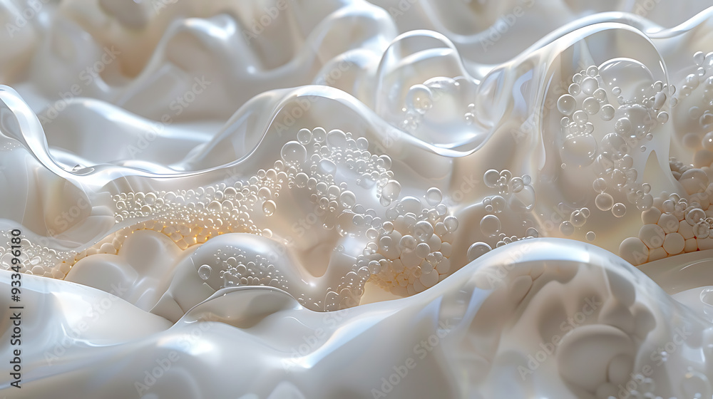 Abstract composition of white soap foam bubbles, showing their intricate interconnections and varying transparency Abstract composition of white soap foam bubbles, showing their intricate interconnections and varying transparency