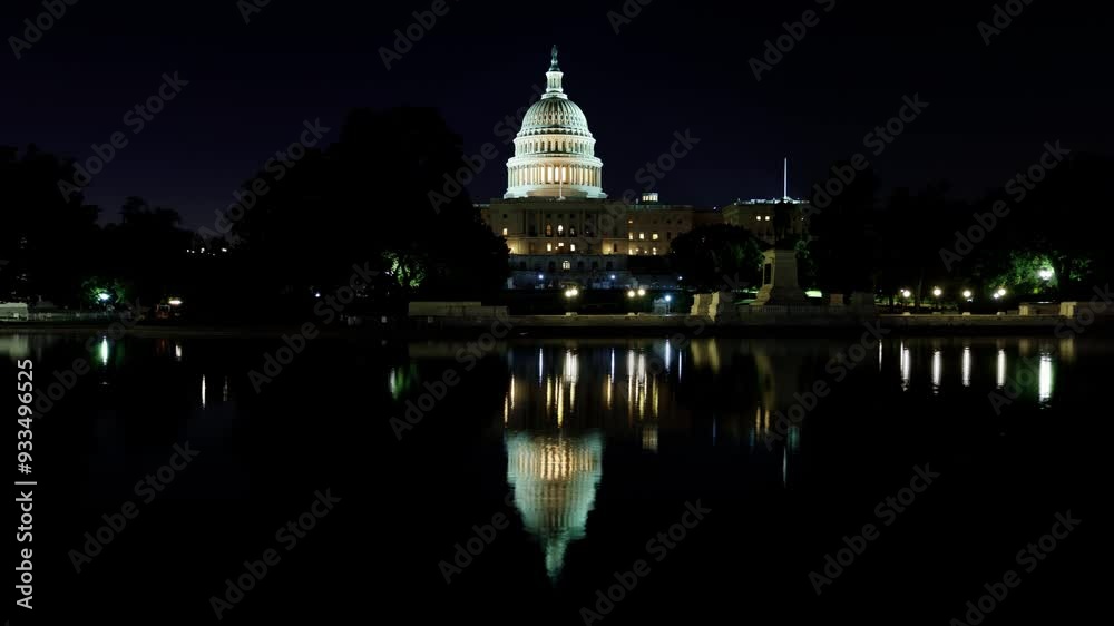 United States Capitol Back to Front Timelapse Hyperlapse Night to Sunrise