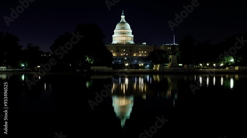 United States Capitol Back to Front Timelapse Hyperlapse Night to Sunrise