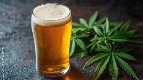 Beer from hemp. Beer and marijuana.