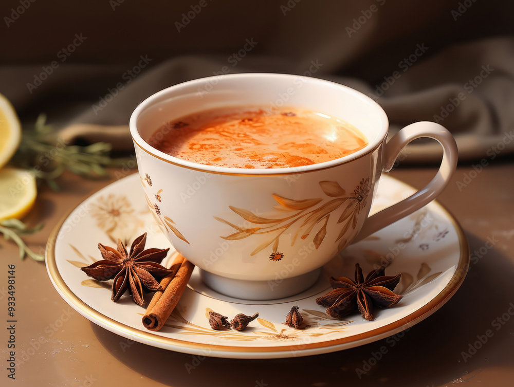 Superb Front view cup of tea with lemon slices on a white space Superb Front view cup of tea with lemon slices on a white space