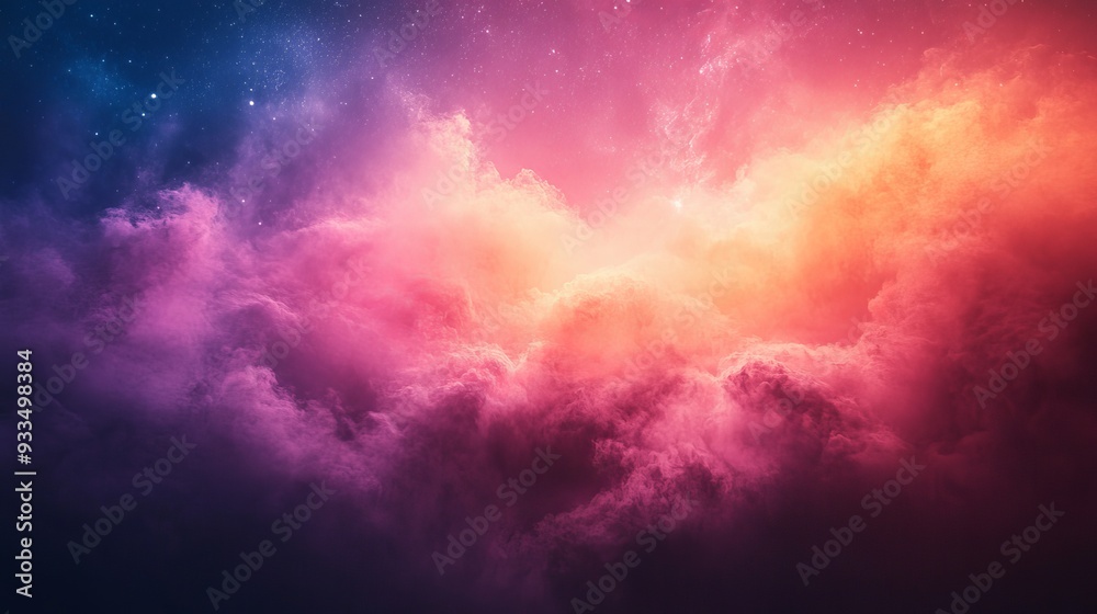 A colorful cloud filled with stars and the sky A colorful cloud filled with stars and the sky