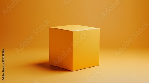 A yellow box is sitting on a yellow background