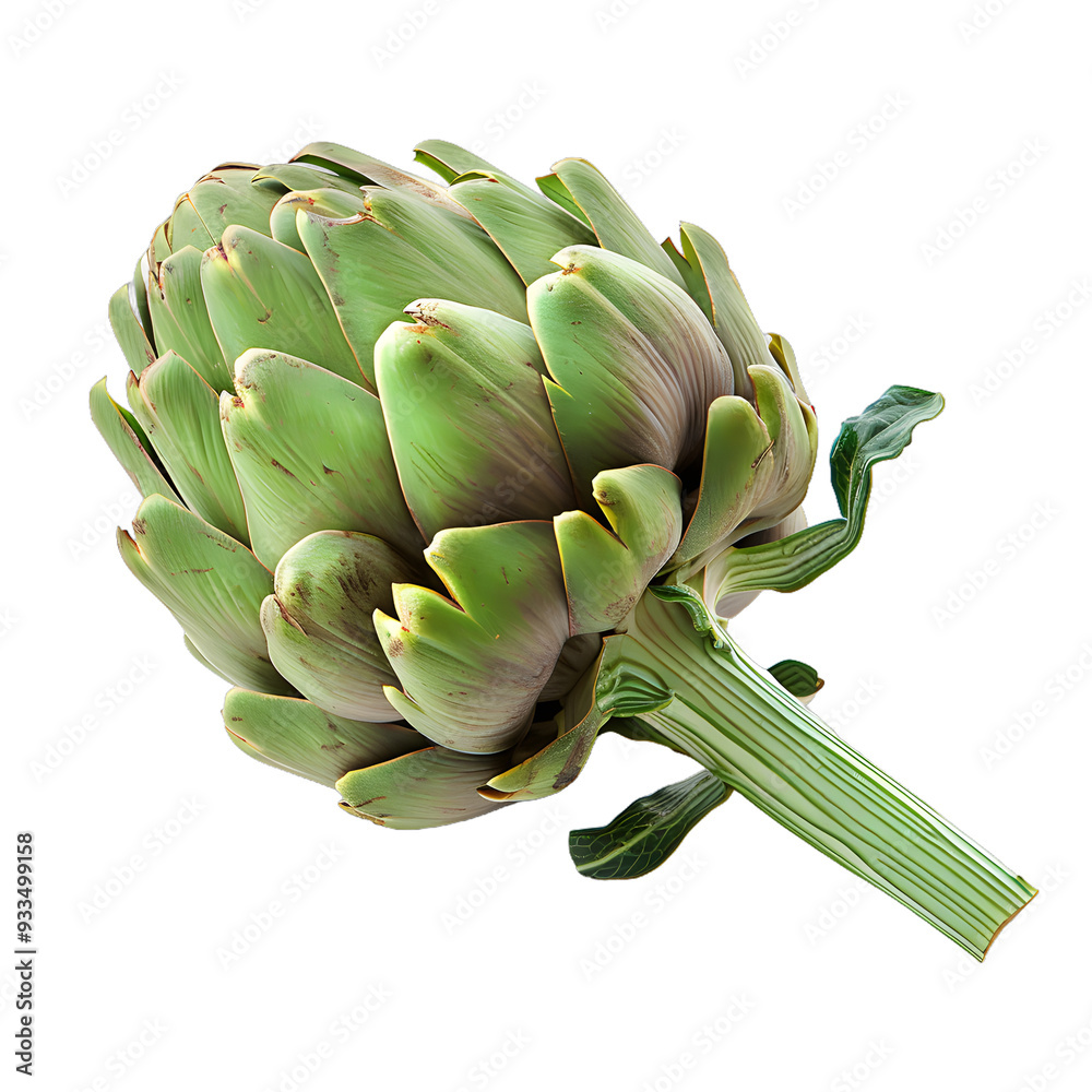 Obraz premium [Transparent Background PNG]Fresh Green Artichoke Isolated on White Background