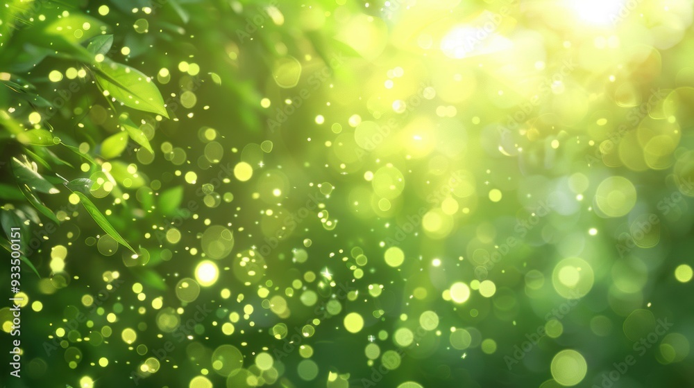 Green leaves illuminated by sunlight with a bokeh effect, creating a serene and vibrant natural scene. Green leaves illuminated by sunlight with a bokeh effect, creating a serene and vibrant natural scene.