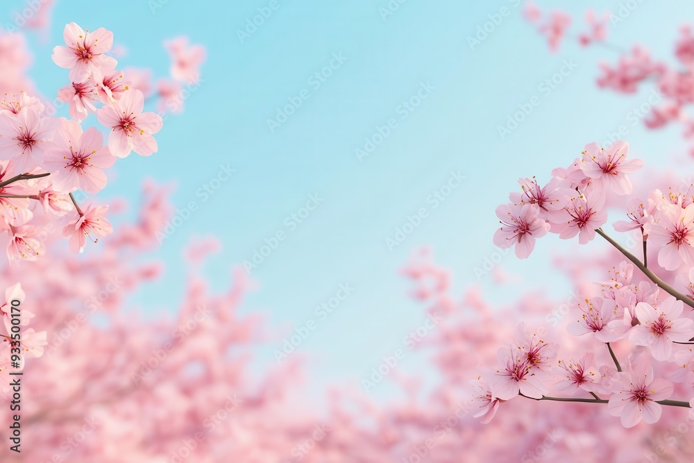 3D Illustration of Blooming Cherry Blossom Trees 3D Illustration of Blooming Cherry Blossom Trees