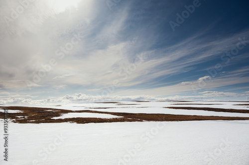 nordic landscape inside the island of Mgeroya over the road from Honningsvag to Gjesvaer, North Cape, Norway