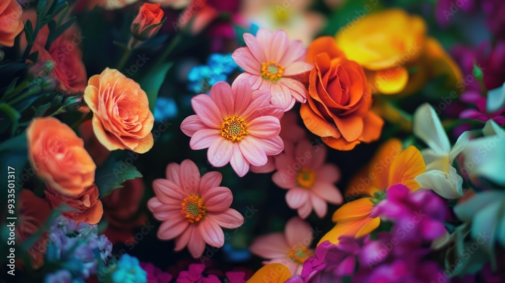 Close-up of lush flowers in full bloom, capturing the romance of a blooming garden in a vivid, colorful scene. Close-up of lush flowers in full bloom, capturing the romance of a blooming garden in a vivid, colorful scene.