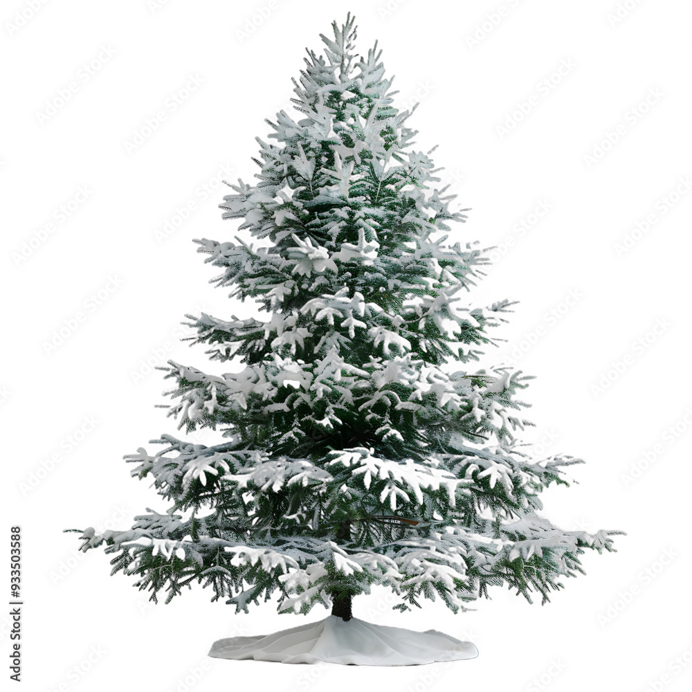 [Transparent Background PNG]Snow Covered Pine Tree Isolated on White Background