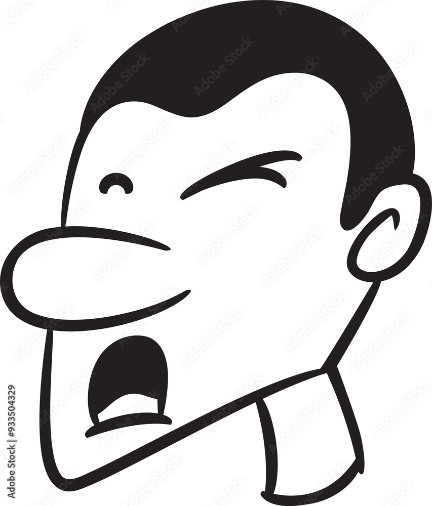 Moody Man Face Comic Illustration Moody Man Face Comic Illustration